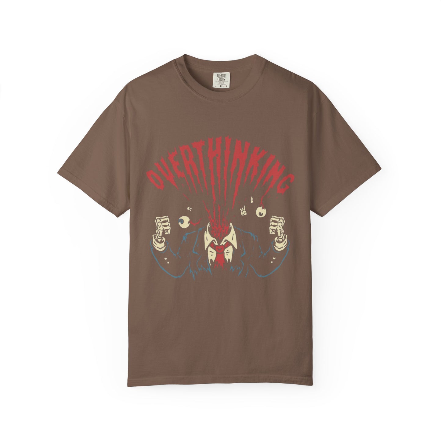 Mentally on Vacation Overthinking Garment-Dyed Unisex T-Shirt, Casual Wear, Gift for Anxiety Awareness, Self-Care Apparel, Unique Graphic Tee