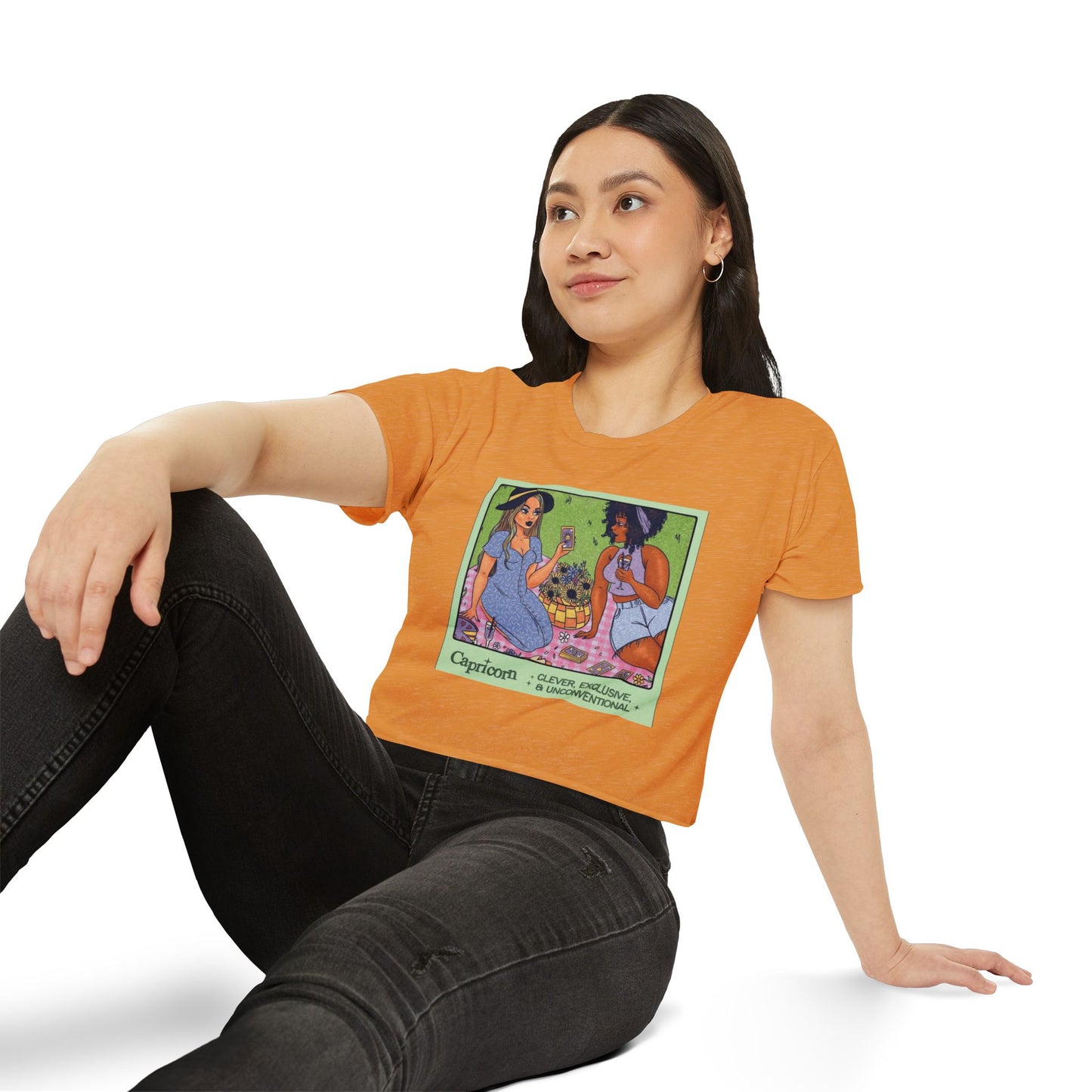 Halloween lovers Women's Festival Crop Top - Playful Capricorn Design, Boho Chic Style, Summer Tops, Festival Outfits, Gift for Her
