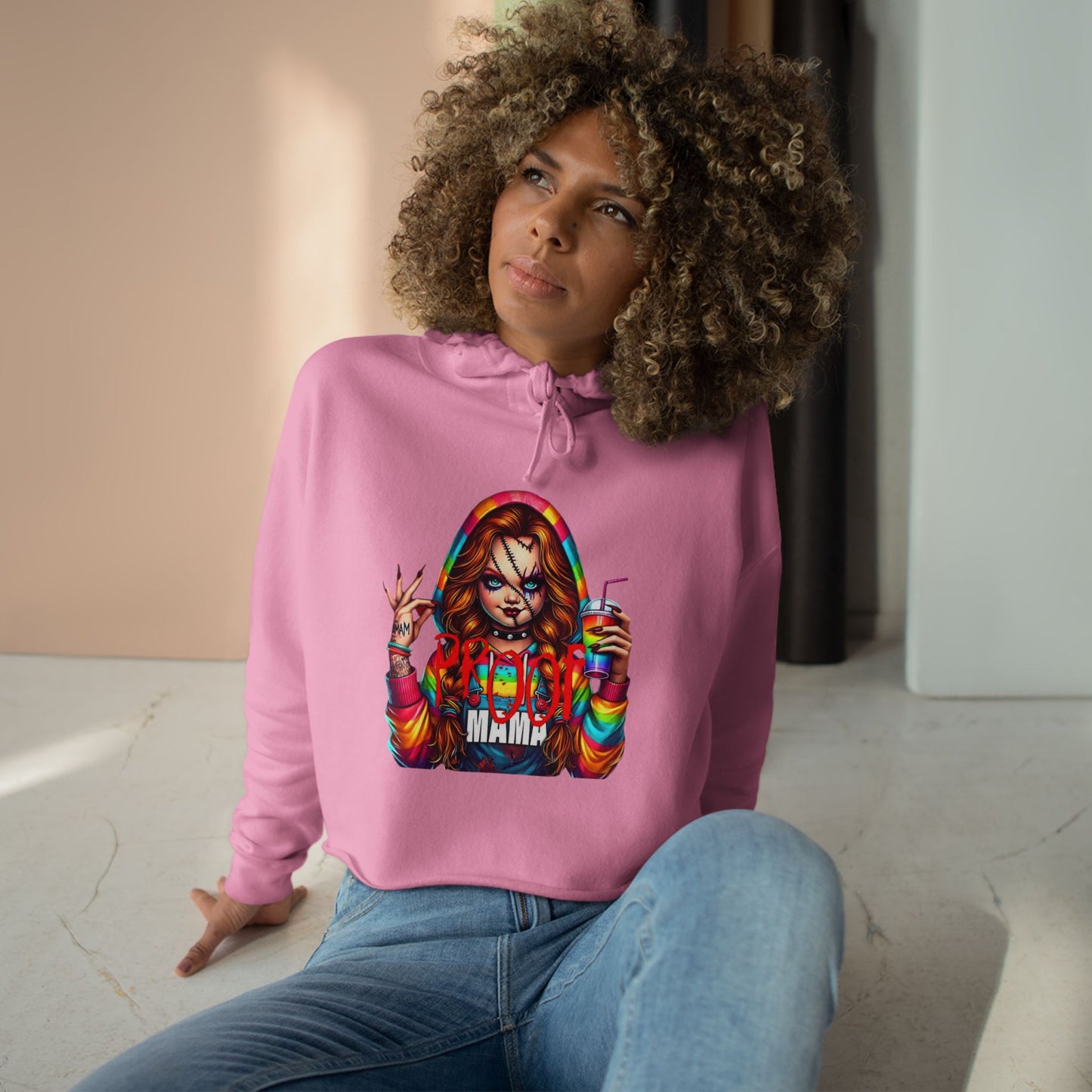 Witchy vibes Colorful Graphic Crop Hoodie for Trendy Style, Party Wear, Festival Outfit, Gift for Her, Casual Fashion