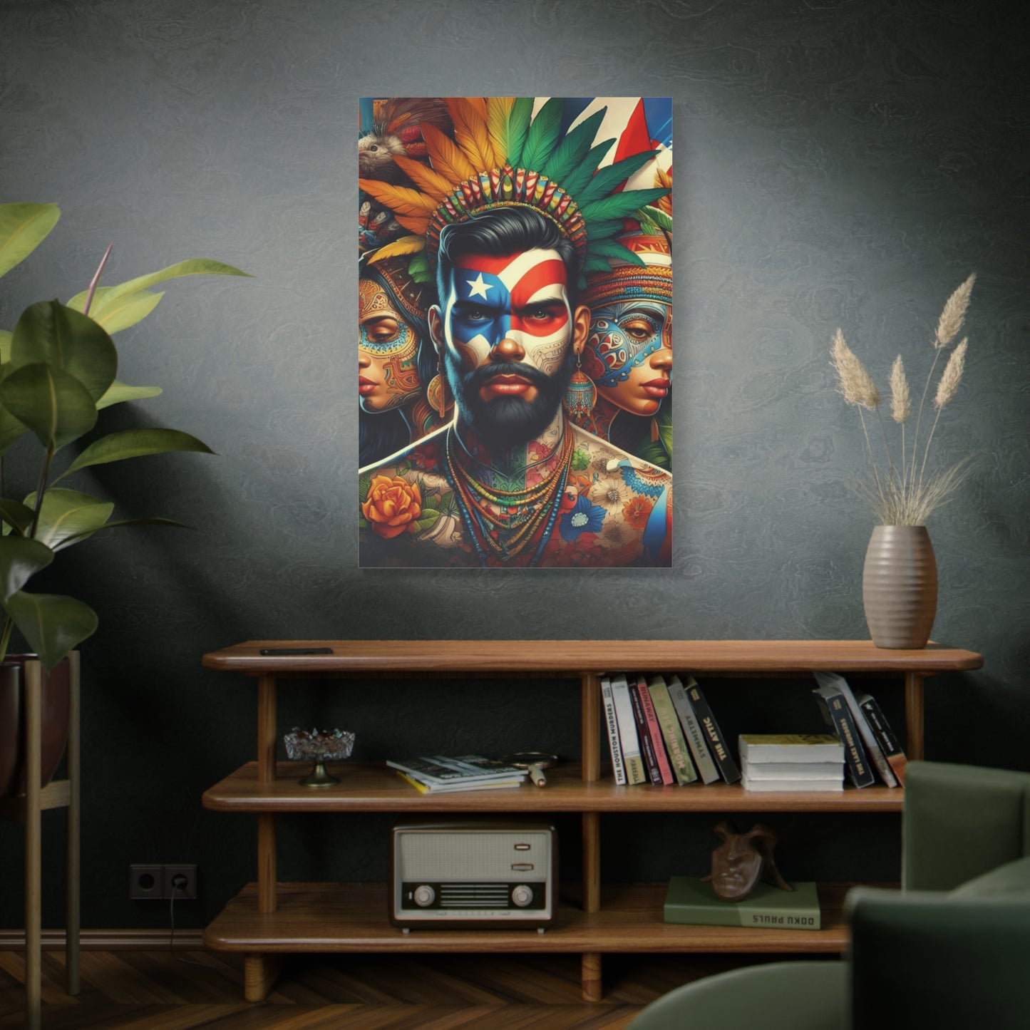 La Isla del Encanto Taíno Symbol Design Vibrant Cultural Art Canvas Print, Wall Decor, Home Decoration, Unique Artwork, Bohemian Style, Gift for Art Lovers