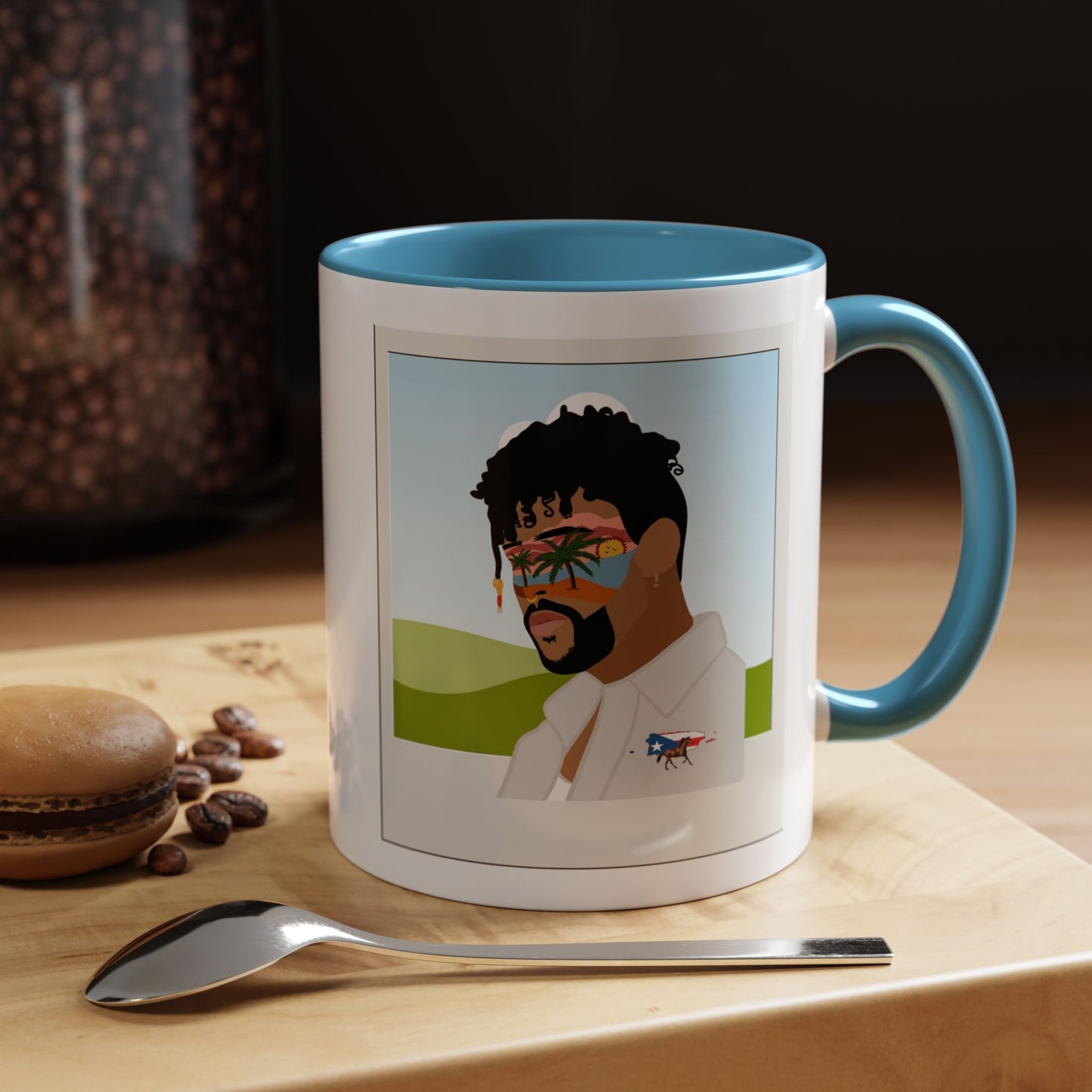 Por la manana Cafe Puerto Rican Mug Boricua Pride Mug Coffee Lover’s Essential, Stylish Mug with Portrait Design