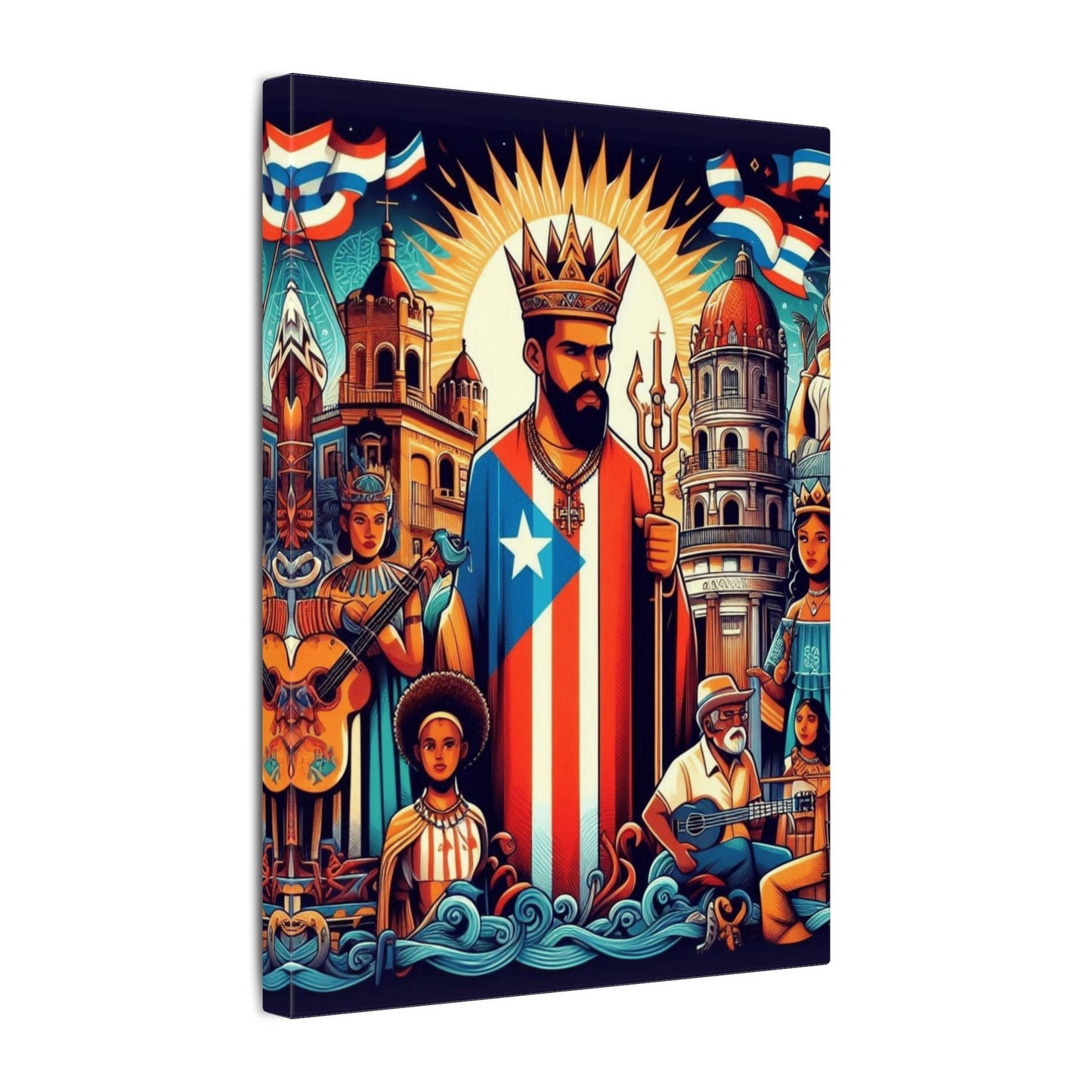 Vibrant Puerto Rican Art Canvas, Cultural Wall Decor, Celebration Decor, Unique Gift, Home Accent, Multi-Size