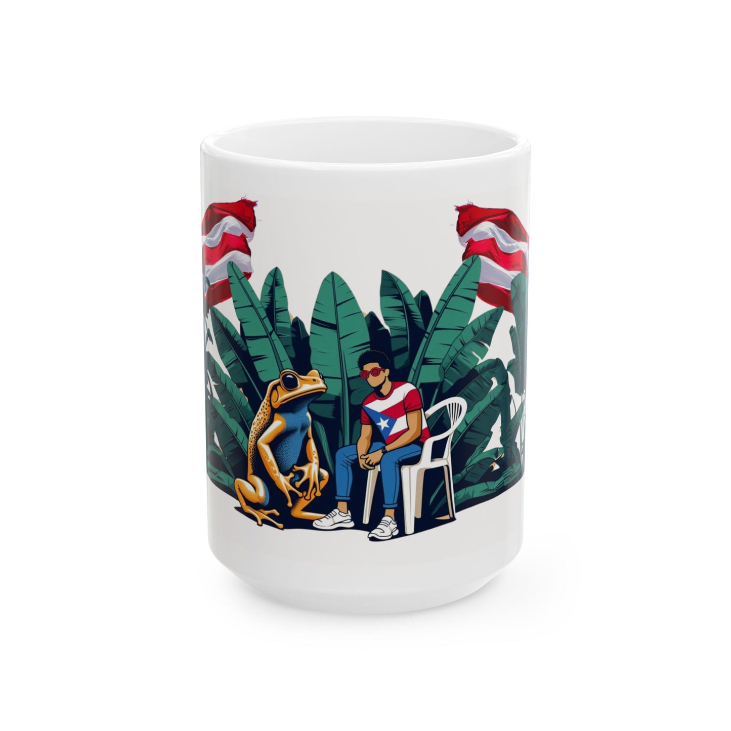 Puerto Rican coffee mug with cultural flag design
11oz ceramic Boricua mug on wooden kitchen table
colorful 15oz Puerto Rico heritage mug with C-handle
gift mug for Puerto Rican friend in box with tissue paper