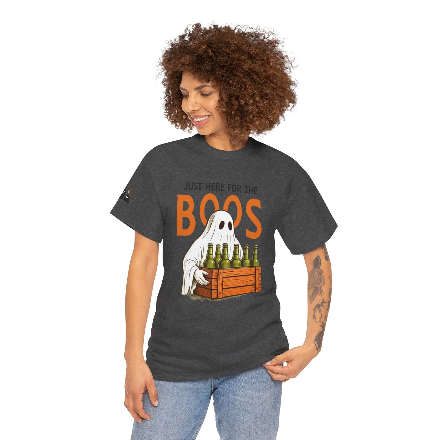 Just Here for the Boos Halloween Tee, Funny Ghost Shirt, Unisex Cotton T-Shirt, Spooky Party Apparel, Halloween Costume Top