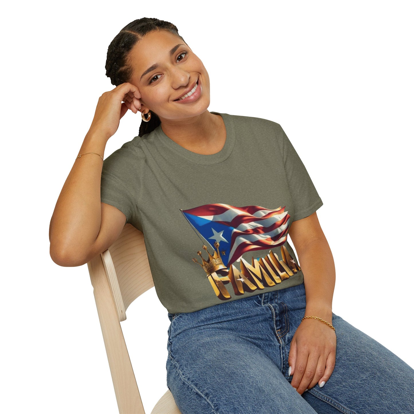 Puerto Rican Familia T-Shirt, Unisex Softstyle Tee, Patriotic Shirt, Family Unity Gift, Summer Celebration Apparel