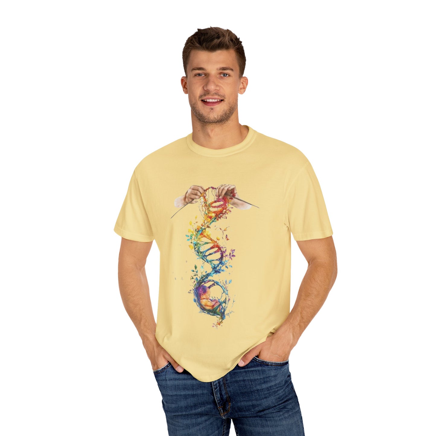 👚 Soft. Stylish. Mom-approved. Order now and gift her something she'll actually wear! Colorful DNA Art Unisex T-shirt, Science Tee, Creative Garment, Gift for Scientists,