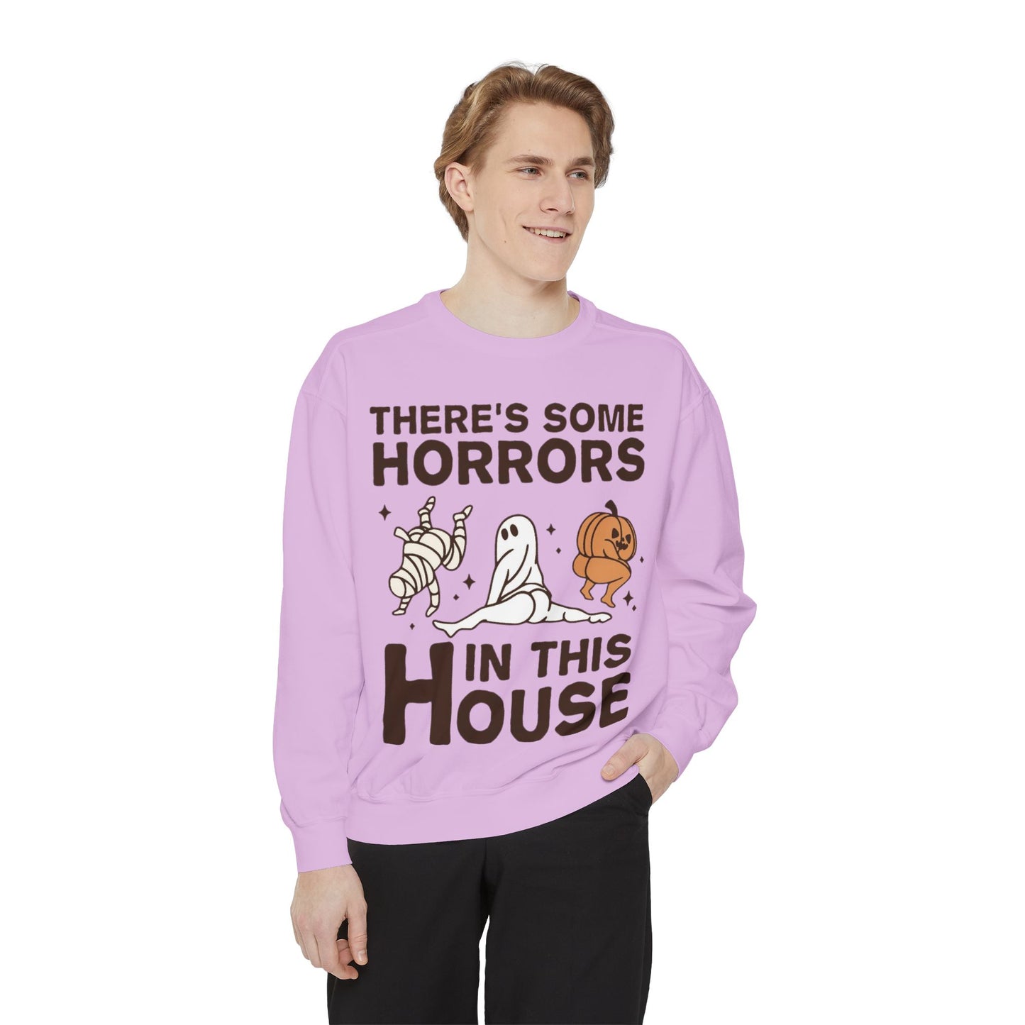 Halloween Themed Unisex Sweatshirt - Fun Ghosts & Mummy Design for Fall, Cozy Casual Wear, Halloween Party, Gift for Friends, Autumn Vibes