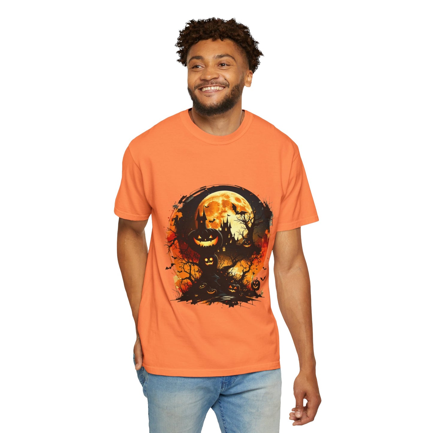 Halloween Moon Graphic T-shirt, Unisex Spooky Shirt, Fall Outfit, October Fest Tee, Halloween Party Wear, Trick or Treat T-shirt