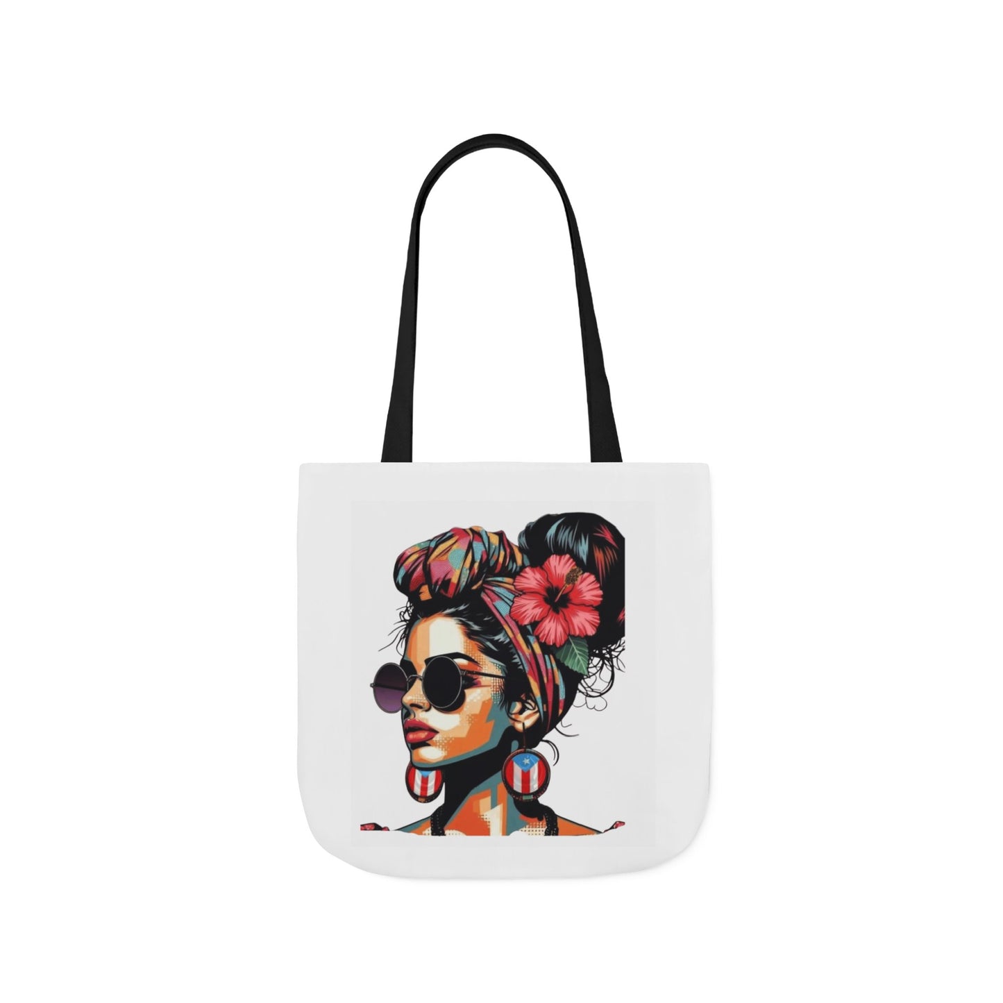 Carry Your Culture – Puerto Rican Pride in Every Step Chic Canvas Tote Bag - Stylish Floral Portrait, Trendy Beach Carryall, Mother's Day Gift, Everyday Shopper, Art Lovers Essential