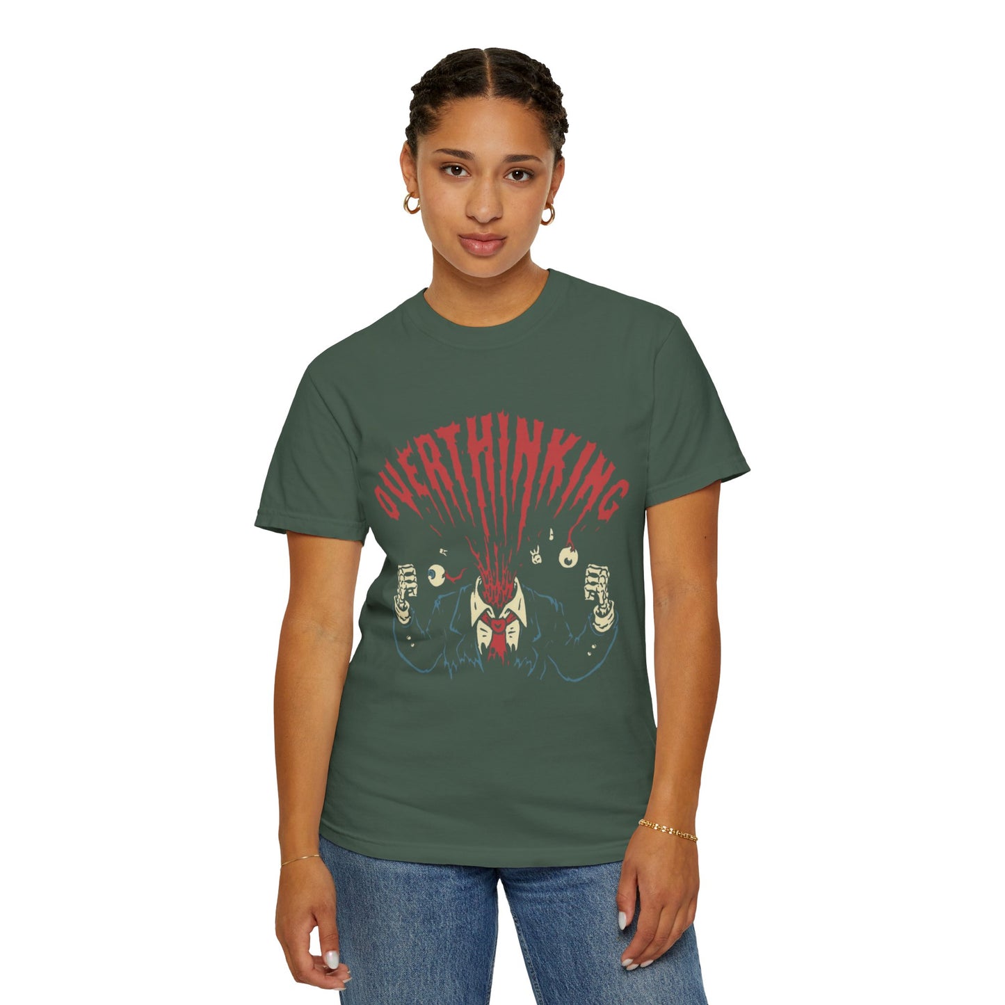 Mentally on Vacation Overthinking Garment-Dyed Unisex T-Shirt, Casual Wear, Gift for Anxiety Awareness, Self-Care Apparel, Unique Graphic Tee