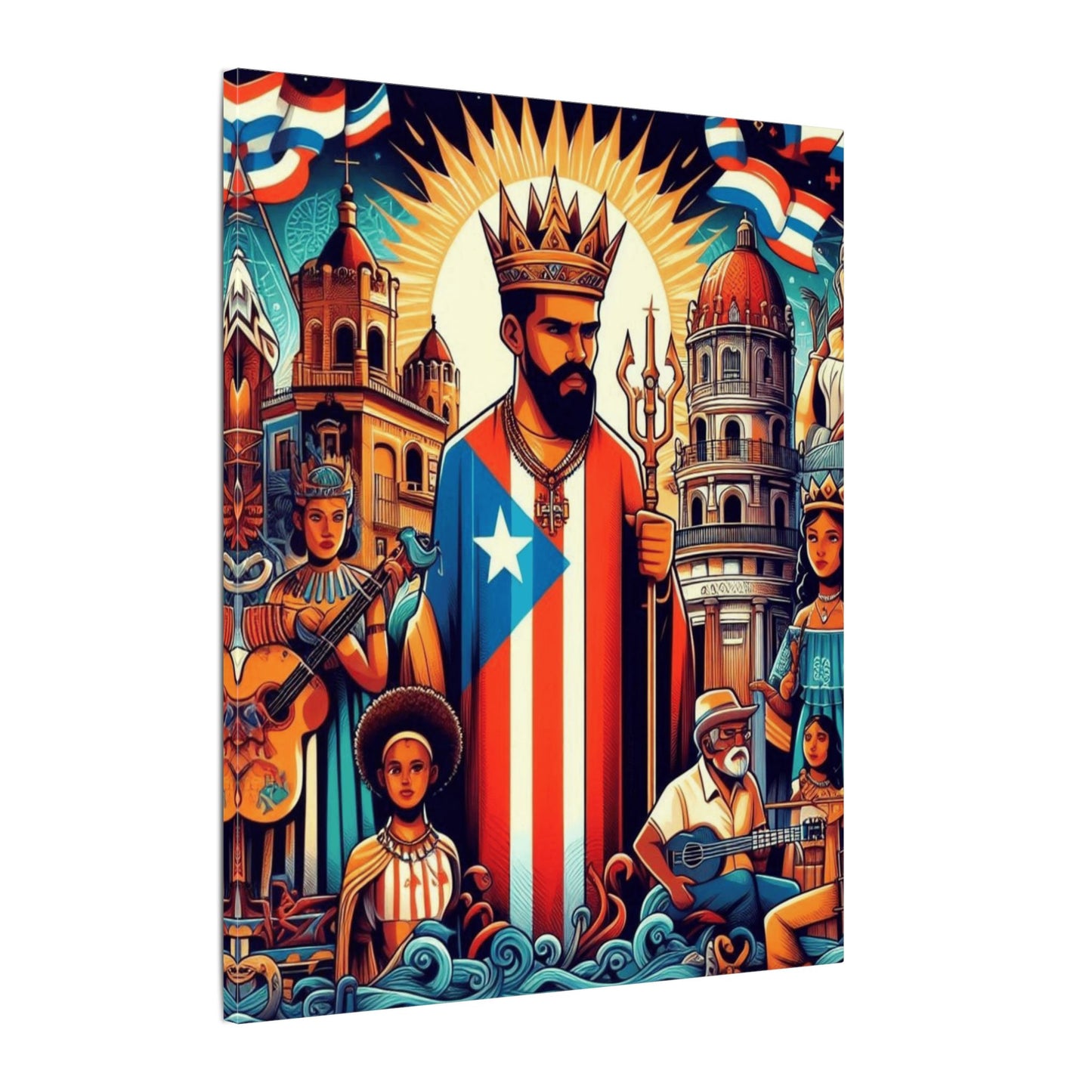 Vibrant Puerto Rican Art Canvas, Cultural Wall Decor, Celebration Decor, Unique Gift, Home Accent, Multi-Size