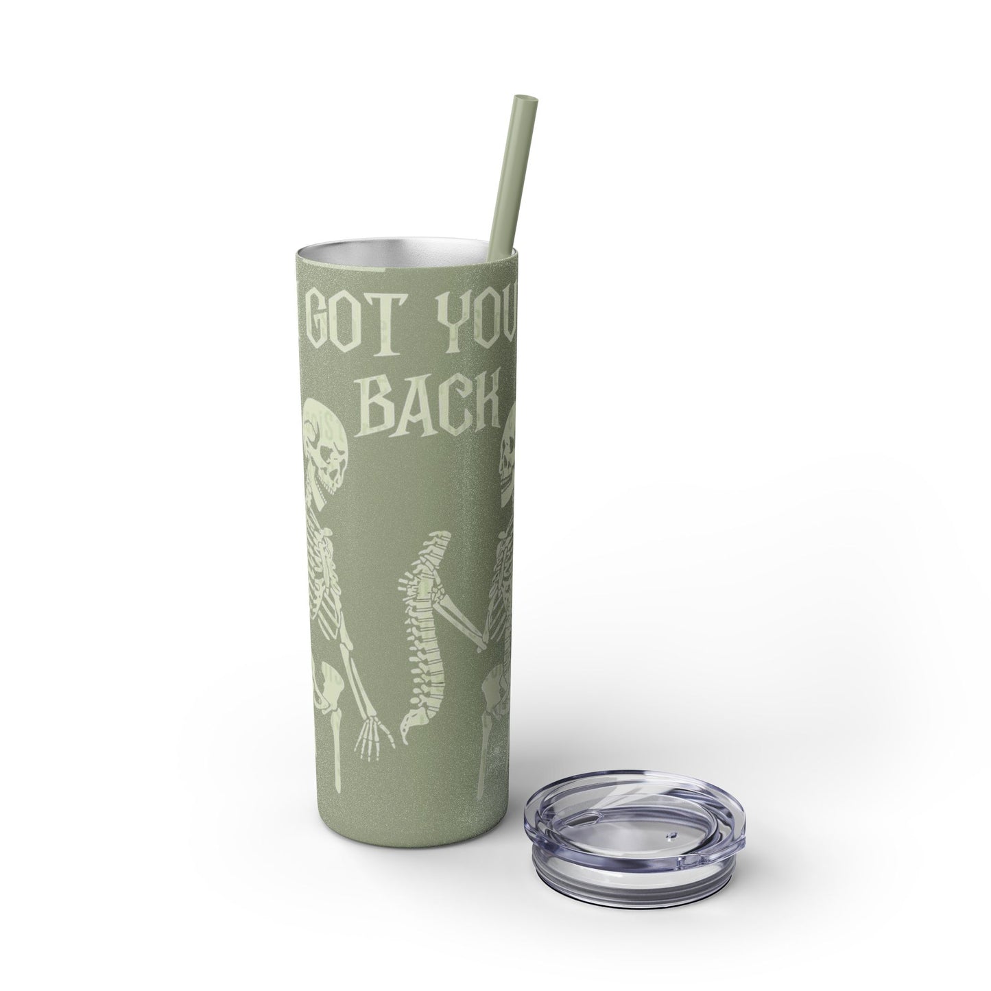 Halloween Skeleton-Themed Tumbler, Got Your Back Drinkware, I Got Your Back Skinny Tumbler, Cute Gifts for Halloween, Fun Vibes for Parties