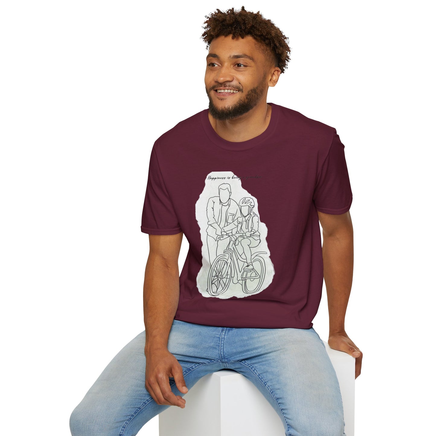 Happiness in Simplicity T-Shirt, Unisex Softstyle Tee, Casual Wear, Gift for Cyclists, Inspirational Quote Shirt, Summer Fashion