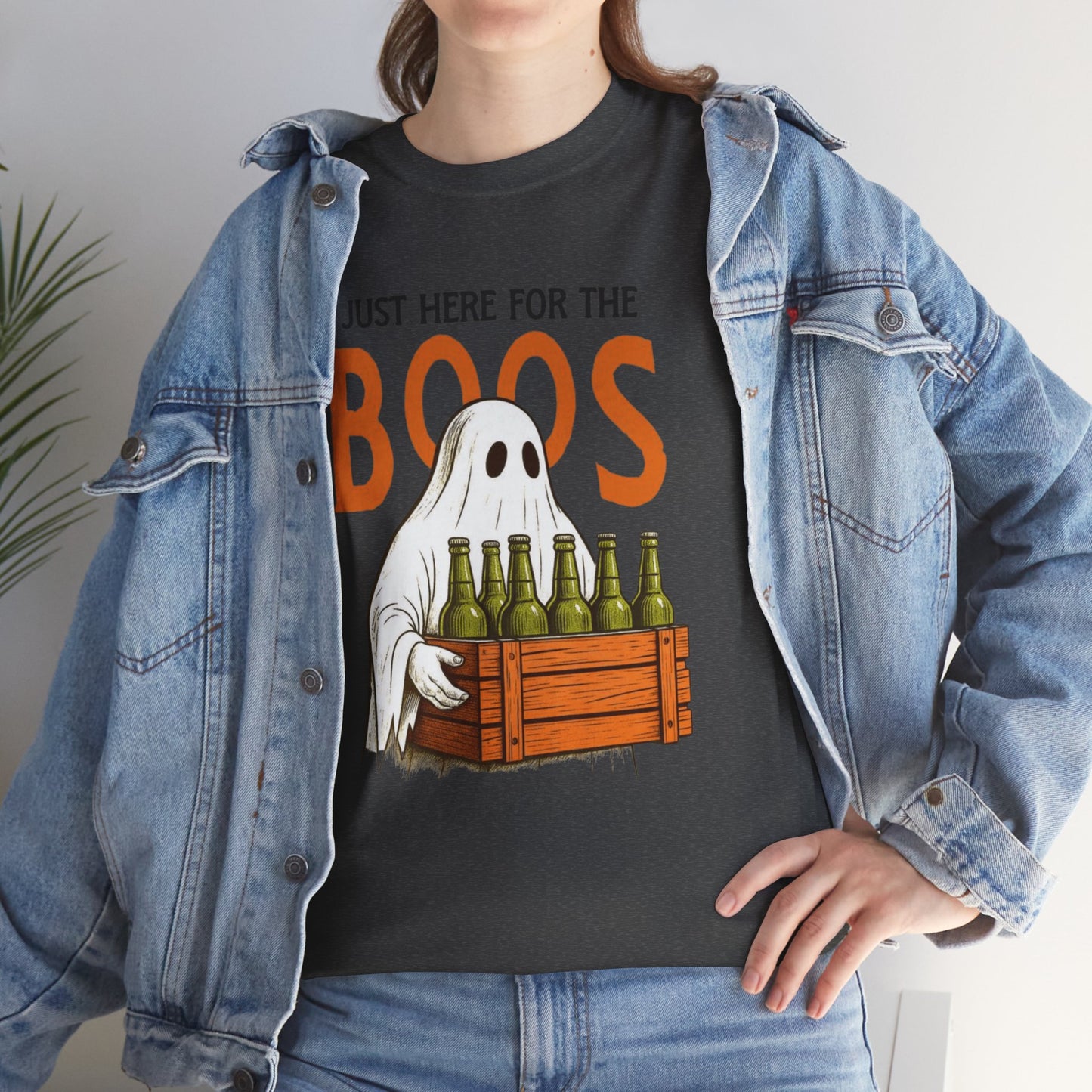 Just Here for the Boos Halloween Tee, Funny Ghost Shirt, Unisex Cotton T-Shirt, Spooky Party Apparel, Halloween Costume Top