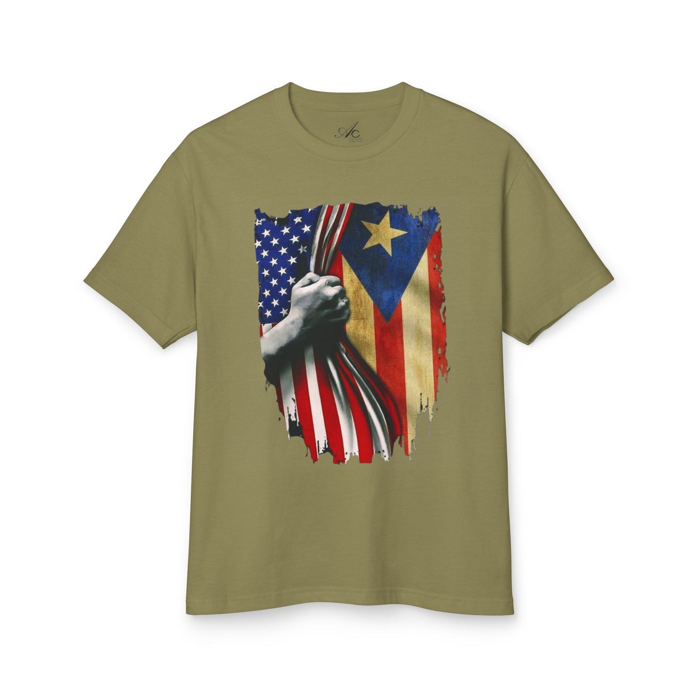 boricua unity t-shirt on model
puerto rican cultural shirt close-up
unisex boricua tee for independence day
statement puerto rico apparel folded
freedom shirt with boriken design