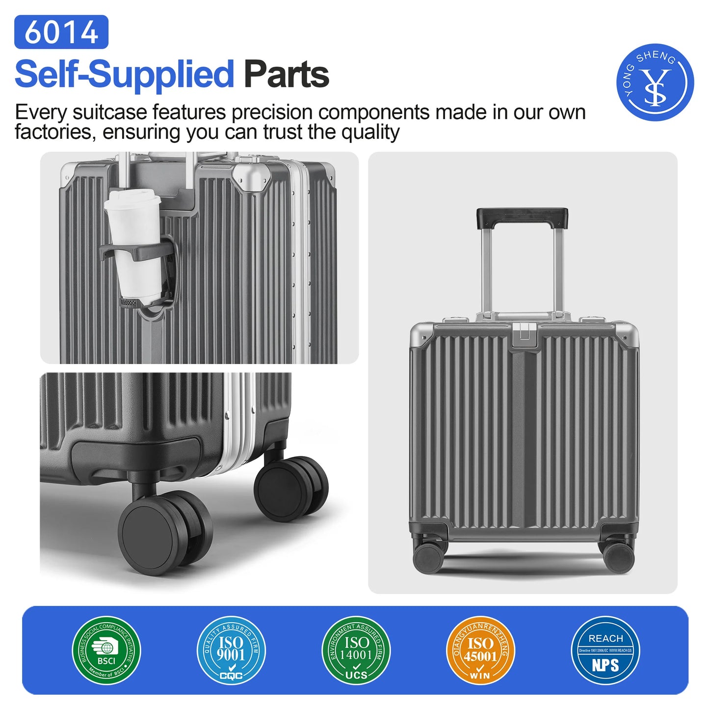 SOKOK Hardshell Large Capacity 18Inch Aluminum Frame Cabin Suitcase with 360 Degree Spinner Wheel Baggage Luggage