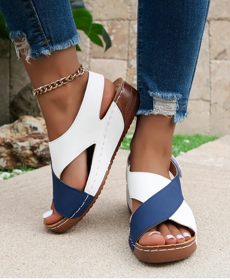 Women's Sandals Soft Heels Sandals Women Peep Toe Summer Shoes Lightweight Wedges Heeled Shoes Woman Footwear Summer Sandals
