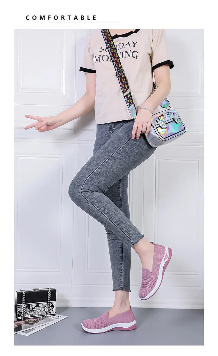 Women Work Shoes Comfortable for Work Spring Autumn Women Mesh Breathable Casual Slip on Platform Shoes Sneakers Women 36-41