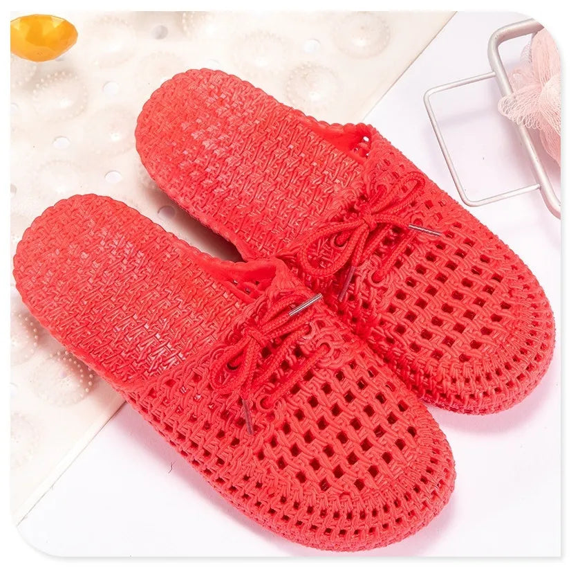 Women's Sandals Summer Hollow Toecap Female Flat Slippers Outdoor Casual Beach Solid Color Breathable Soft Ladies Hole Sandals