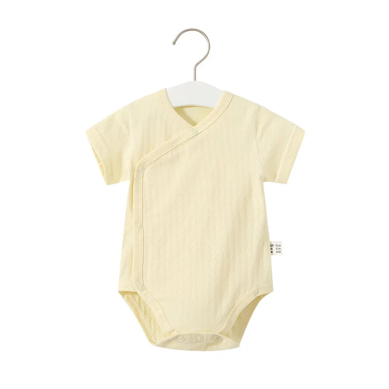 2Pcs Summer Newborn Baby Girls Romper Pure Color Cotton Short Sleeved Bodysuit Infants Breathable Soft Bebe Jumpsuit