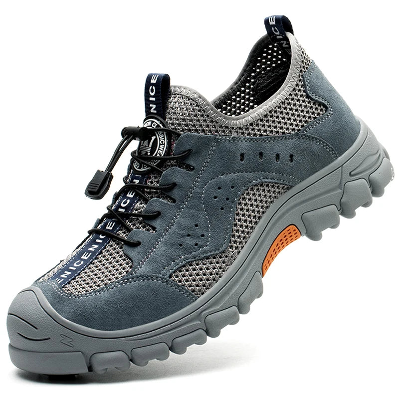 2025 Summer Safety Shoes Men Anti-puncture Work Sneakers With Steel Toe Cap Indestructible Shoes Breathable Male Shoes Anti-slip