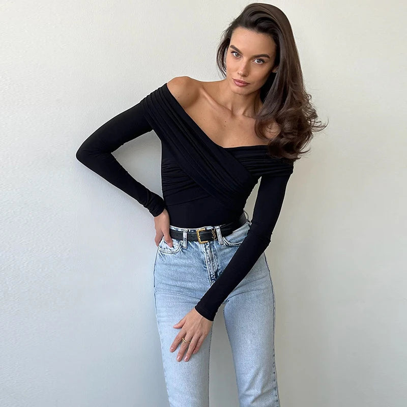 Women's Bodysuits Autumn New Black Sexy Backless Solid Corset Slim Fashion Crossed Bodysuits Long Sleeves Casual Knitted Rompers