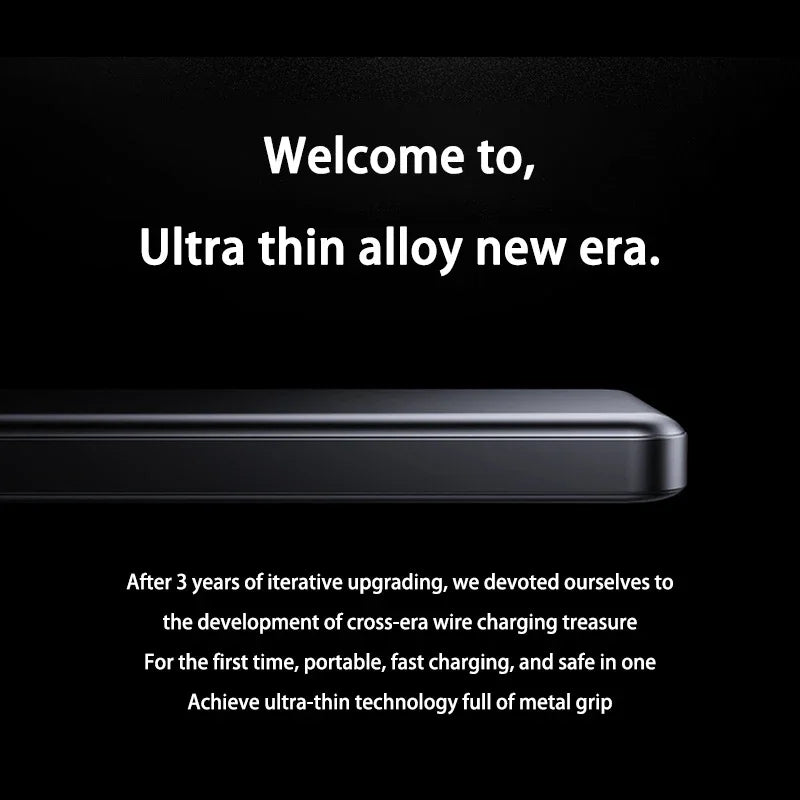 Xiaomi 20000mAh High Capacity Fast Charge Power Bank Genuine with Built-in Cable Ultra-thin Compact Portable Carried on Airplane