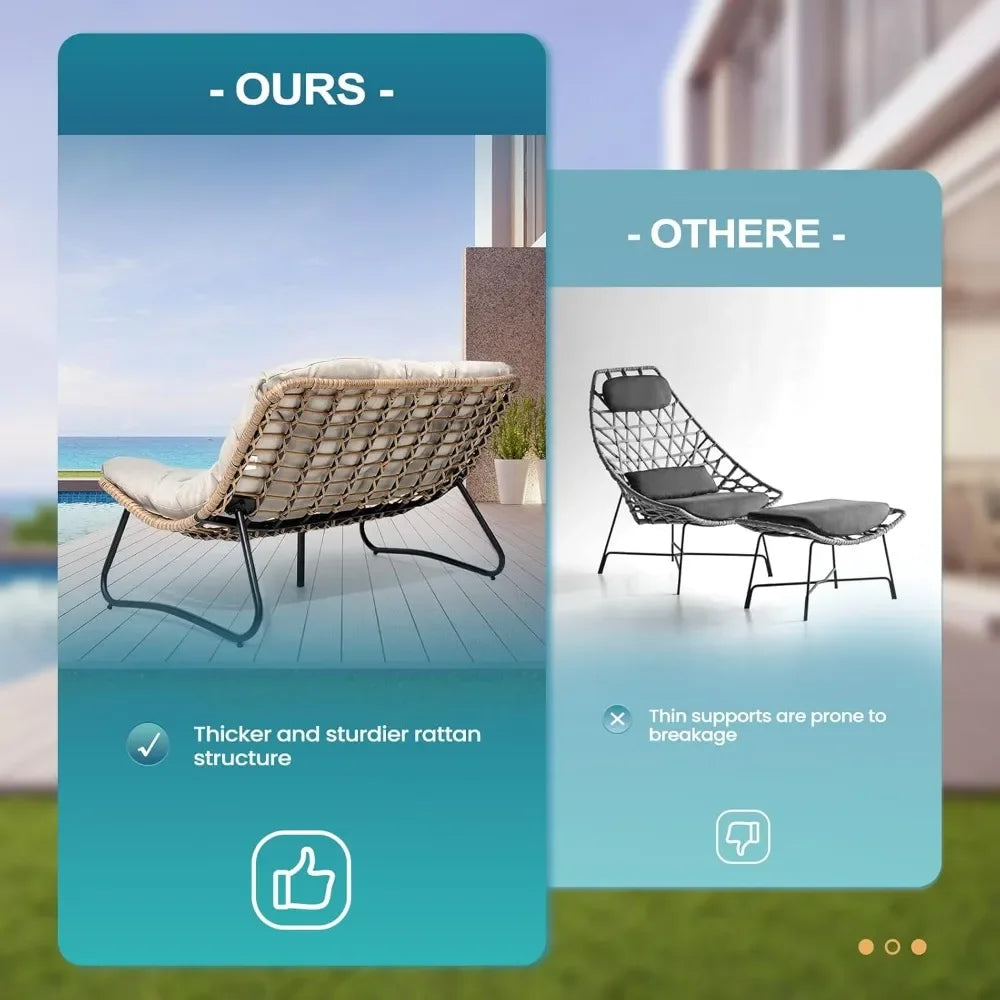 2-Seater Outdoor Loveseat – Boho Rattan Patio Couch with Soft Cushions, All-Weather Furniture for Balcony & Poolside