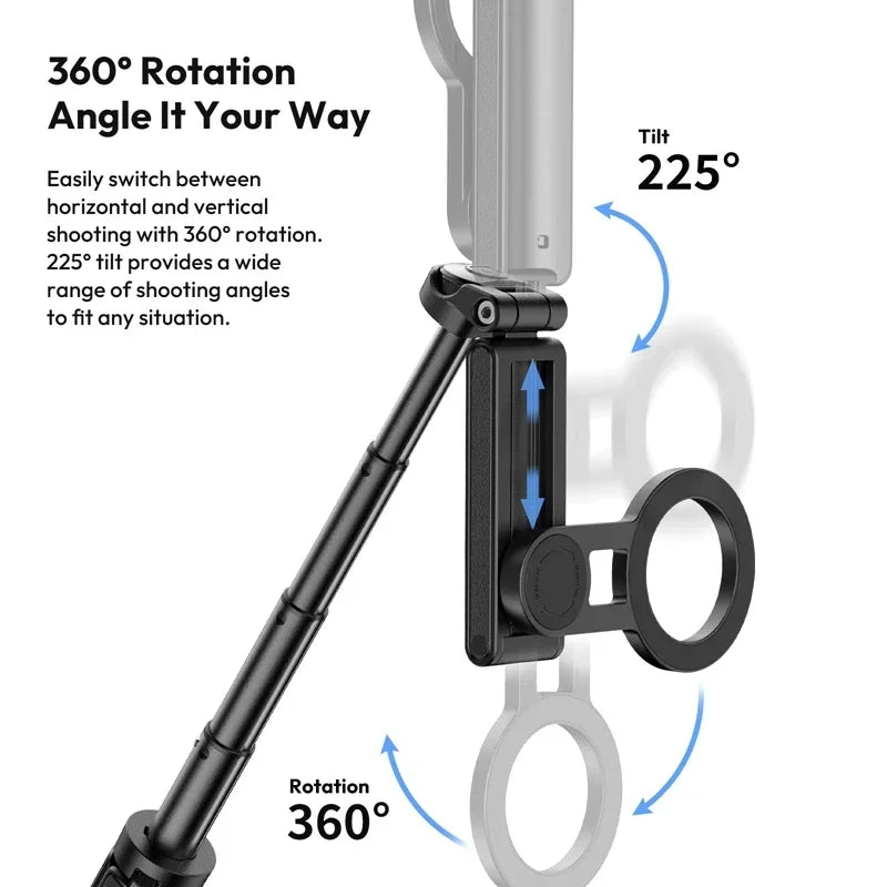 2026 Magnetic Selfie Stick Phone Tripod w Remote Extend Cell Phone Tripod Stand For MagSafe iPhone 16 15 14 13 12 XIAOMI SAMSUNG