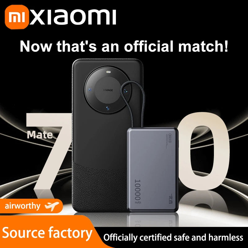 Xiaomi 20000mAh High Capacity Fast Charge Power Bank Genuine with Built-in Cable Ultra-thin Compact Portable Carried on Airplane