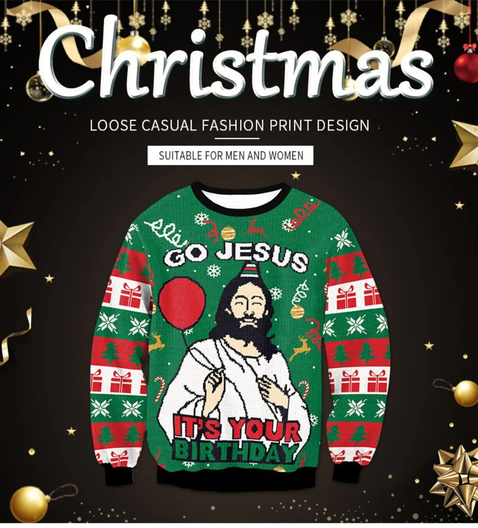 2025 New Printing Round Neck Long Sleeve Sweater Couple Costume Casual Round Neck Long Sleeve T-shirt Printed Suit