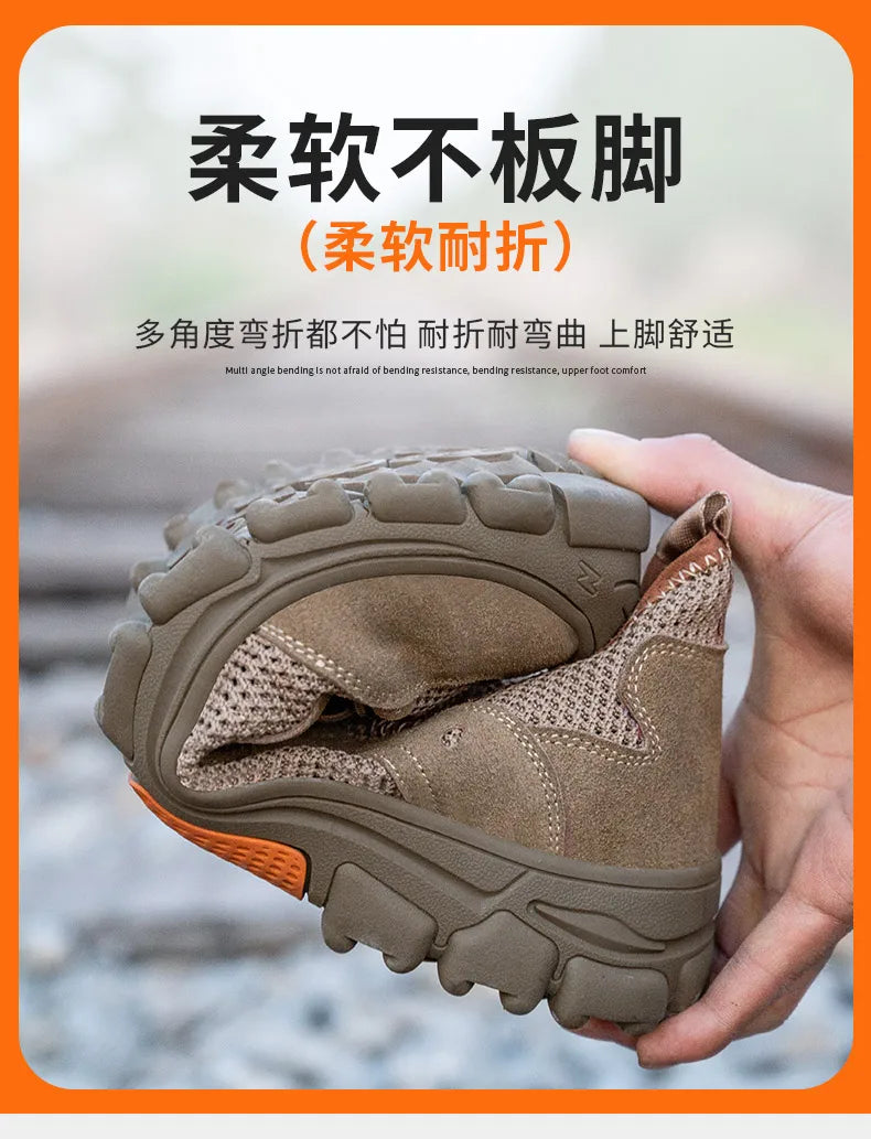 2025 Summer Safety Shoes Men Anti-puncture Work Sneakers With Steel Toe Cap Indestructible Shoes Breathable Male Shoes Anti-slip