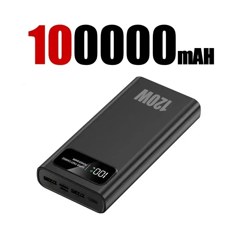200000mAh Power Bank 120W Super Fast Charging Ultralarge Capacity With LED Digital Display Portable External Battery For Phones
