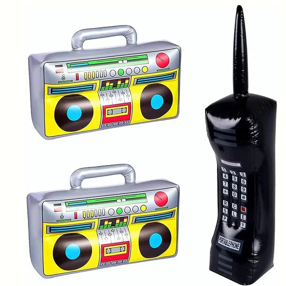 2 Pcs Set Of 90s Inflatable Radio Toys, Party Decorations, Phone Shaped Balloon Toys Hip-Hop Themed Disco Birthday Party Props