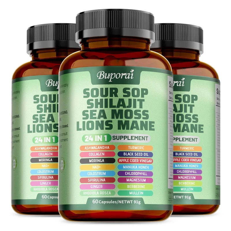 24-in-1 Soursop Supplement – 120 Capsules Dietary Formula