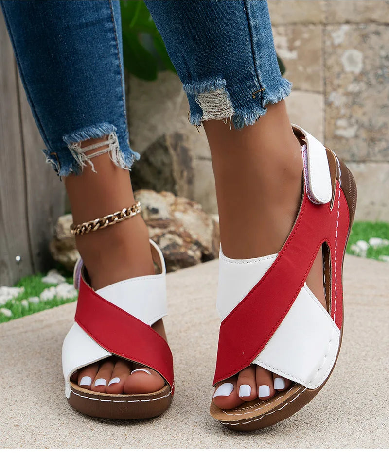 Women's Sandals Soft Heels Sandals Women Peep Toe Summer Shoes Lightweight Wedges Heeled Shoes Woman Footwear Summer Sandals