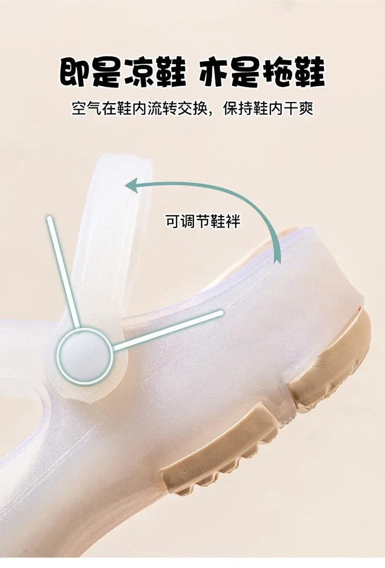 2025 Summer Hot Sale Women's Sandals Non Slip Soft Soled Jelly Daily Slip-on Clogs Casual Shoes Fashion Printing Beach Slippers