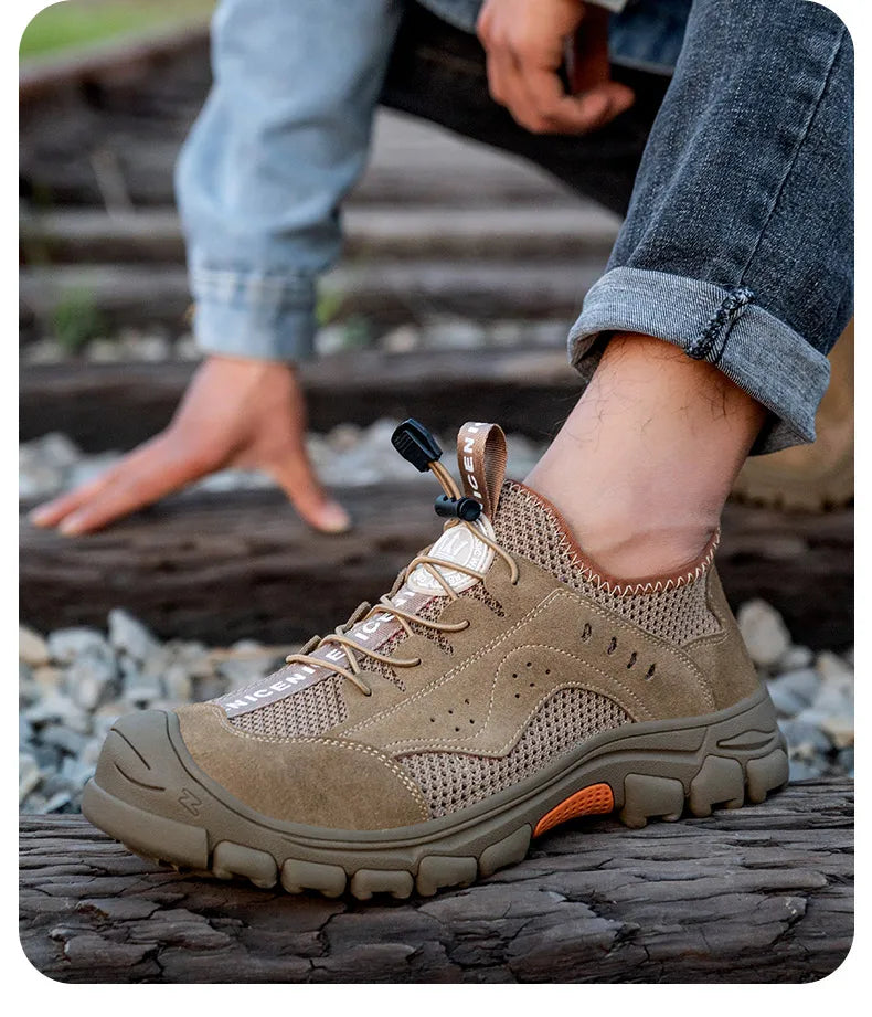 2025 Summer Safety Shoes Men Anti-puncture Work Sneakers With Steel Toe Cap Indestructible Shoes Breathable Male Shoes Anti-slip