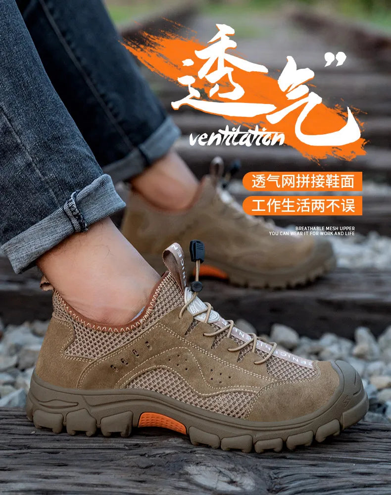 2025 Summer Safety Shoes Men Anti-puncture Work Sneakers With Steel Toe Cap Indestructible Shoes Breathable Male Shoes Anti-slip