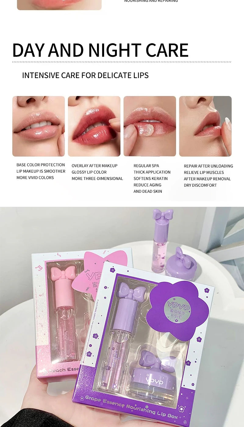 YPYP Zhencui Lip Care Set Moisturizing Water Light Jelly Day and Night Thick Apply Female Lip Balm 3.8g+2.8ml