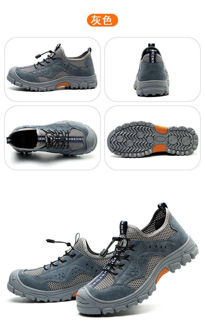 2025 Summer Safety Shoes Men Anti-puncture Work Sneakers With Steel Toe Cap Indestructible Shoes Breathable Male Shoes Anti-slip