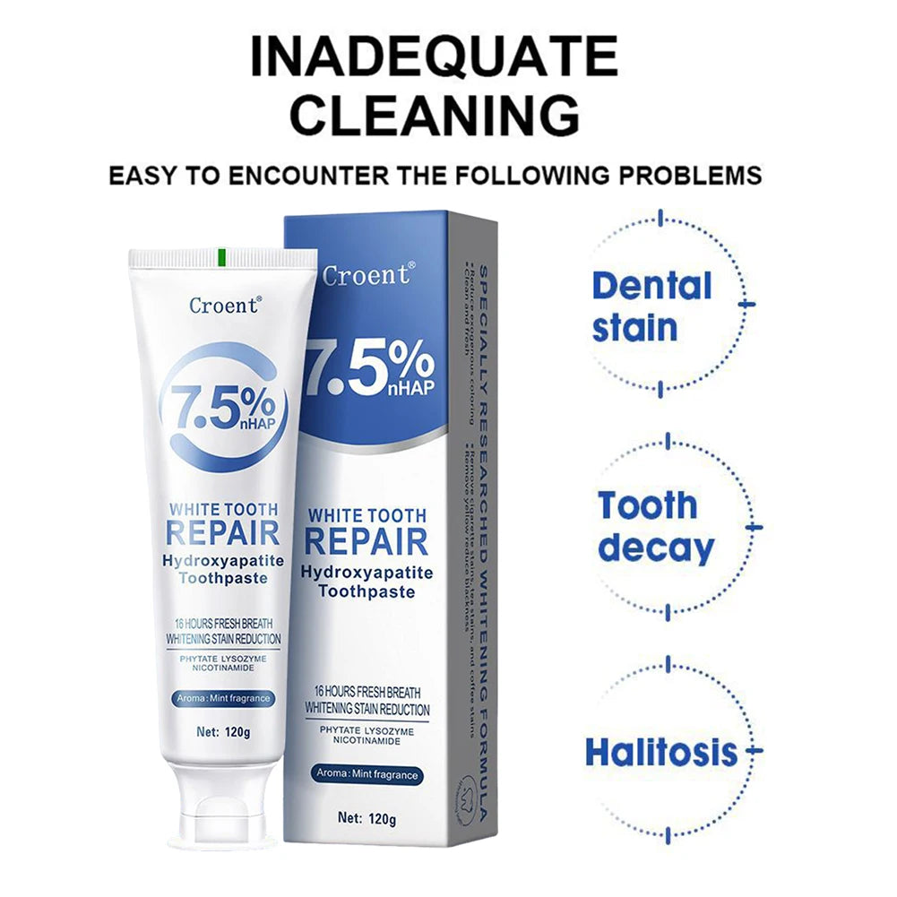 120g Hydroxyapatite Toothpaste,Gentle Mint,Breath Refreshing Whitening Toothpaste,Intensives Stain Removal Tooth Paste,Oral Care