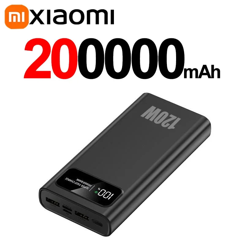 Xiaomi 200000mAh LED Digital Display Power Bank High Capacity 120W Super Fast Charging Portable External Battery For IPhone New