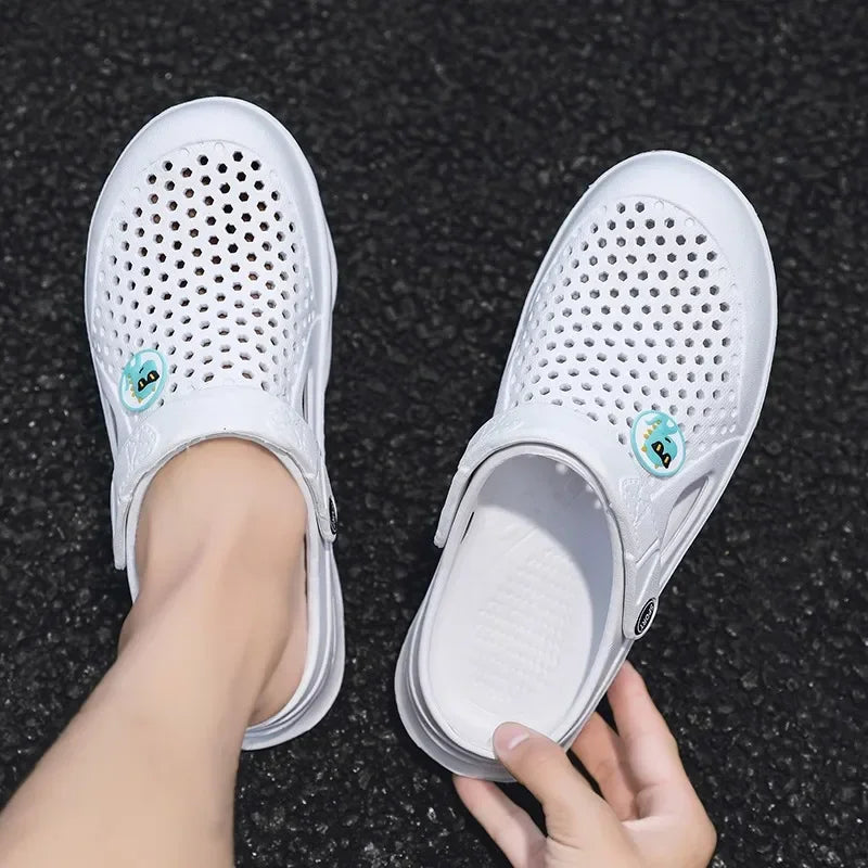 2025 summer waterproof and anti-slip men's and women's slippers, men's casual sandals, outdoor crocs, soft outdoor beach shoes