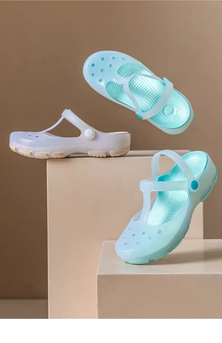 2025 Summer Hot Sale Women's Sandals Non Slip Soft Soled Jelly Daily Slip-on Clogs Casual Shoes Fashion Printing Beach Slippers