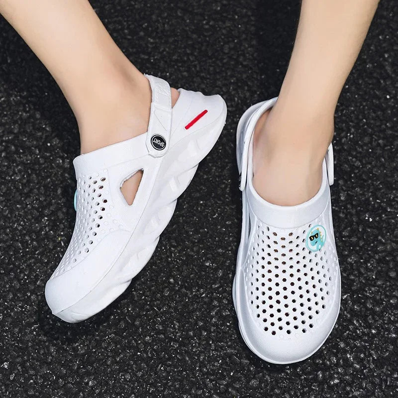 2025 summer waterproof and anti-slip men's and women's slippers, men's casual sandals, outdoor crocs, soft outdoor beach shoes