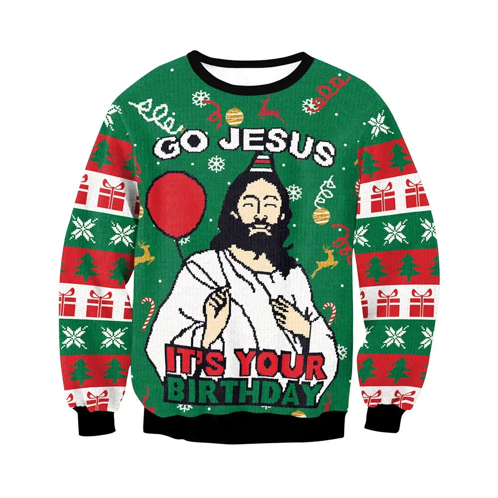 2025 New Printing Round Neck Long Sleeve Sweater Couple Costume Casual Round Neck Long Sleeve T-shirt Printed Suit