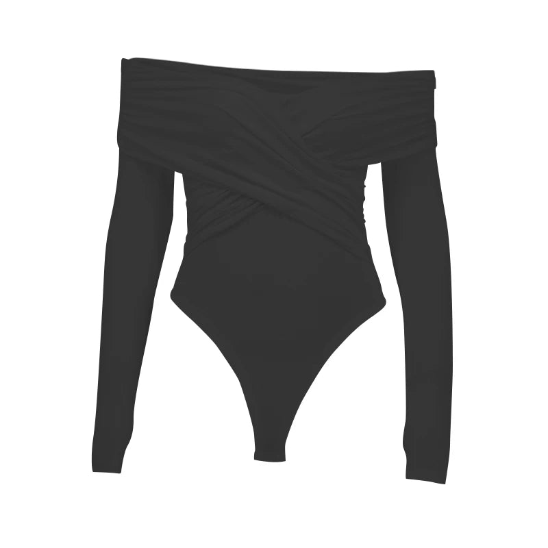 Women's Bodysuits Autumn New Black Sexy Backless Solid Corset Slim Fashion Crossed Bodysuits Long Sleeves Casual Knitted Rompers