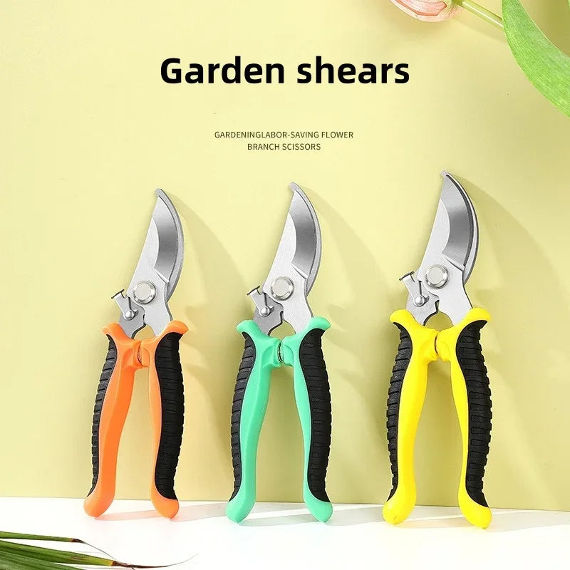 1Pcs Stainless Steel Pruning Shear Fruit-picking Scissors Labor Saving Gardening Plant Sharp Branch Pruners Protection