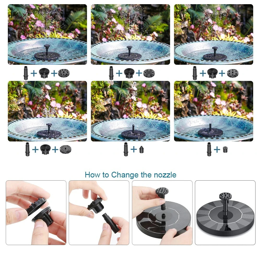 13cm Floating Solar Panel Solar Fountain Pump Bird Baths Garden Outdoor Water Pool Pond Decor